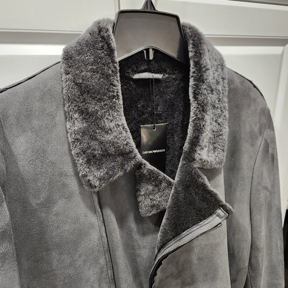 EMPORIO ARMANI Lamb Leather Shearling Jacket - Picture 7 of 16